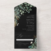 PixDezines H2 Rustikaler Grüner Goldgummi Eukalypt All In One Einladung (Innen Boden)