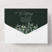 PixDezines H2 Rustikaler Grüner Goldgummi Eukalypt All In One Einladung (Rückseite)