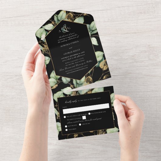 PixDezines H2 Rustikaler Kaugummi Eukalyptus w/UAW All In One Einladung (Abreißen)