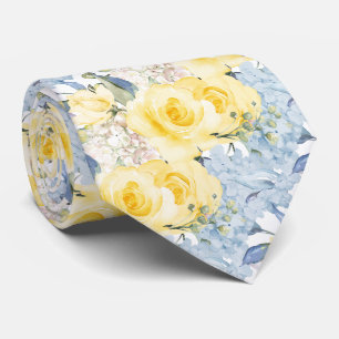 PixDezines H2 Sommer Gelbe Rosen Blaue Hortensien Krawatte
