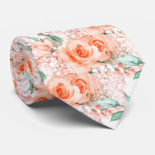 PixDezines H2 Sommer Korallen Orange Rosen Hortens Krawatte