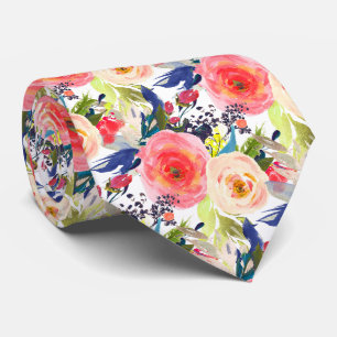 PixDezines H2 Sommerblumen Himbeerrosa Krawatte