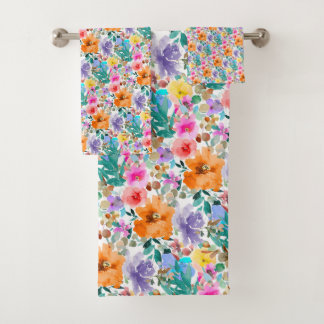 PixDezines H2 Sommerblumen Vollspektrum Badhandtuch Set