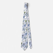 PixDezines H2 Spring Flowers Dusty Blue Navy Krawatte (Vorderseite)