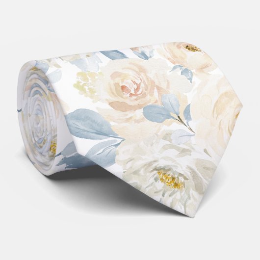 PixDezines H2 Staubblaue Rosen Krawatte (Gerollt)