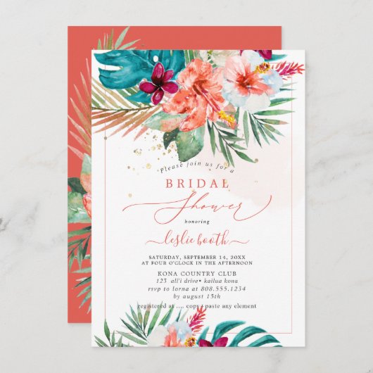 PixDezines H2 Tropical Paradise Brautparty Invi Einladung (Vorne/Hinten)