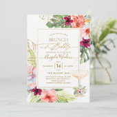 PixDezines H2 Tropical Paradise Brunch Bubbly Einladung (Stehend Vorderseite)