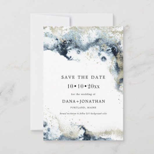 PixDezines H2 Waves Metallic Foam Save the Date (Vorderseite)