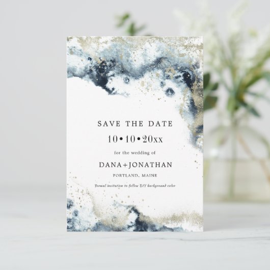 PixDezines H2 Waves Metallic Foam Save the Date (Stehend Vorderseite)