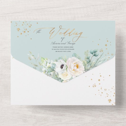 PixDezines H2 White Peonies Anemone All In One Einladung (Rückseite)