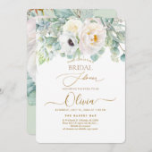PixDezines H2 White Peonies Anemone Brautparty Einladung (Vorne/Hinten)