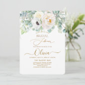 PixDezines H2 White Peonies Anemone Brautparty Einladung (Stehend Vorderseite)