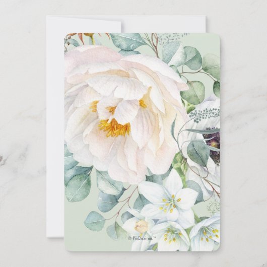 PixDezines H2 White Peonies Anemone Brautparty Einladung (Rückseite)