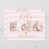 PixDezines Hallo Geburtsankündigung/Streifen Ankündigungspostkarte (Vorne/Hinten)