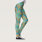 PixDezines Handdrawn H2 Peacock/Cobalt/Aqua Blue Leggings (Rechts)