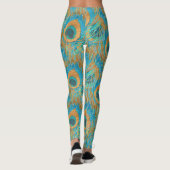 PixDezines Handdrawn H2 Peacock/Cobalt/Aqua Blue Leggings (Rückseite)