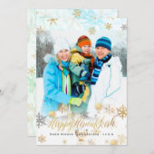 PixDezines Hannukkah/Schneeflocken+Marmor Feiertagskarte (Vorne/Hinten)