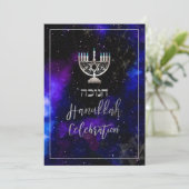 PixDezines Hanukkah Celebration, Fun Script Schrif Einladung (Stehend Vorderseite)