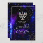 PixDezines Hanukkah Celebration, Fun Script Schrif Einladung (Vorne/Hinten)
