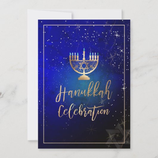 PixDezines Hanukkah Celebration, Fun Script Schrif Einladung (Vorderseite)