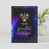 PixDezines Hanukkah Celebration, Fun Script Schrif Einladung (Stehend Vorderseite)