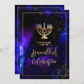 PixDezines Hanukkah Celebration, Fun Script Schrif Einladung (Vorne/Hinten)