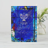 PixDezines Hanukkah-Feier, verkettetes Glas Einladung (Stehend Vorderseite)