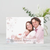 PixDezines Hanukkah/Rose Goldene Schneeflocken Feiertagskarte (Stehend Vorderseite)