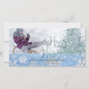 PixDezines Happy Hanukkah Snow Bokeh Feiertagskarte