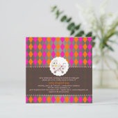 PixDezines harlequin/pink+orange/Babydusche/DIY Einladung (Stehend Vorderseite)
