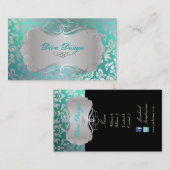 PixDezines Haute Coutour Damask, Imitat Silver Visitenkarte (Vorne/Hinten)