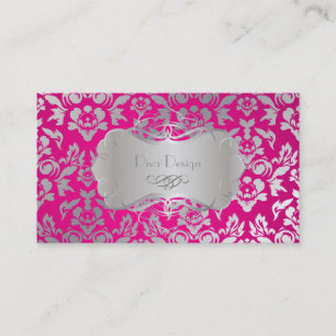 PixDezines Haute Coutour Damask, Imitat Silver Visitenkarte
