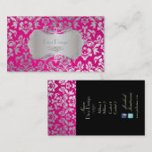 PixDezines Haute Coutour Damask, Imitat Silver Visitenkarte (Vorne/Hinten)