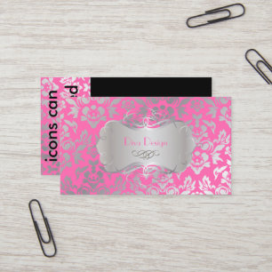 PixDezines Haute Coutour Damask, Imitate Silver/DI Visitenkarte