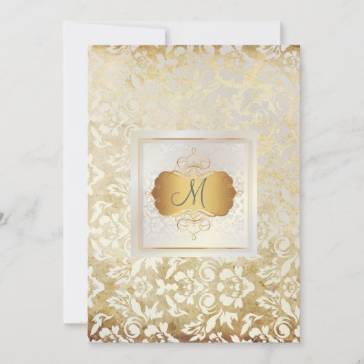 PixDezines Haute Couture Damask, Vintag+Perle Einladung (Vorderseite)