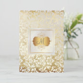 PixDezines Haute Couture Damask, Vintag+Perle Einladung (Stehend Vorderseite)