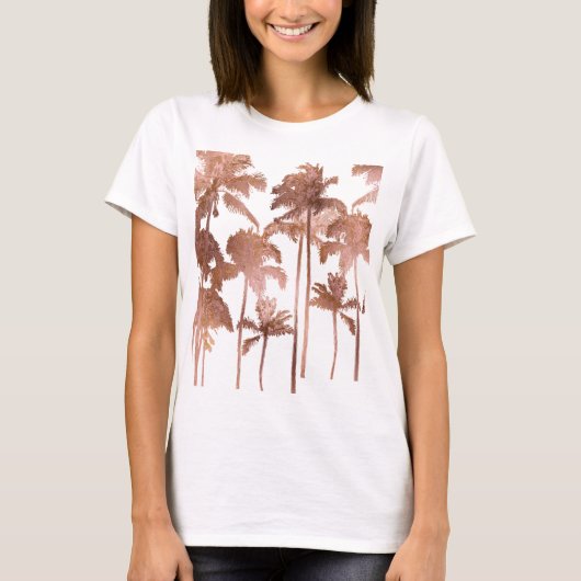 PixDezines Hawaii, Aloha Palm Trees/Imitats Rose G T-Shirt (Vorderseite)