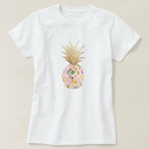 PixDezines Hawaii, Aloha Pink Ananas/Imitat Gold T-Shirt