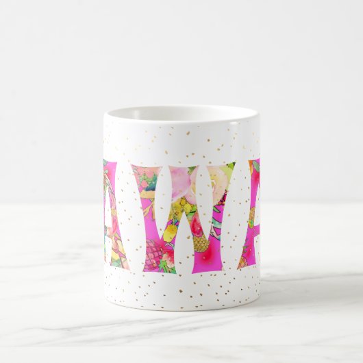 PixDezines Hawaii Ananas Collage Watercolor Kaffeetasse (Mittel)