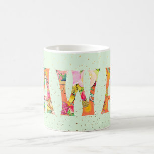 PixDezines Hawaii Ananas Collage Watercolor Kaffeetasse