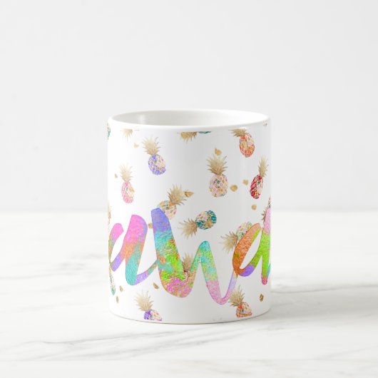 PixDezines Hawaii Lava Rainbow Aloha Ananas Kaffeetasse (Mittel)