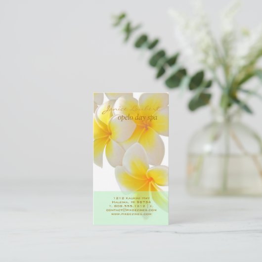 PixDezines Hawaii Plumeria/DIY Schriftart+Farbe Visitenkarte (Stehend Vorderseite)