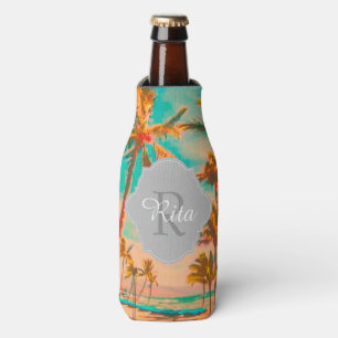 PixDezines Hawaii/Retro/Strand/Türkisfarben Flaschenkühler