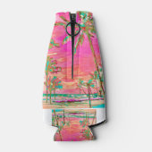 PixDezines Hawaii/Vintag/Strand/Pink/Aquamarin Flaschenkühler (Rückseite)