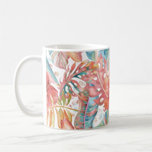 PixDezines Hawaiian Dschungel Aquamarin Rust Folia Kaffeetasse (Links)