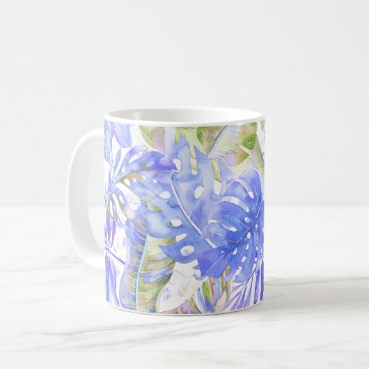 PixDezines Hawaiian Dschungel Blauer Blauer Grüne Kaffeetasse (Vorderseite Links)