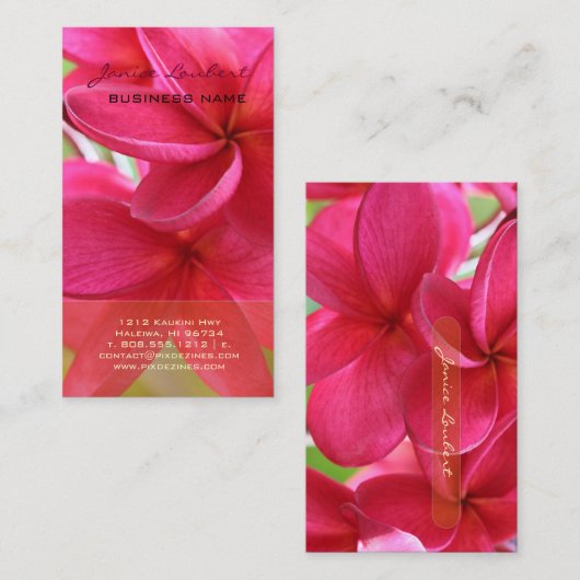 PixDezines HAWAIIAN HOT PINK PLUMERIA Visitenkarte (Vorne/Hinten)