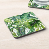 PixDezines Hawaiian Jungle Lush Green Foliage Getränkeuntersetzer (Linke Seite)