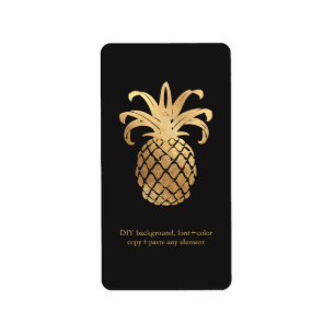 PixDezines Hawaiianische Ananas-Kunststoff-Gold-We Adressaufkleber
