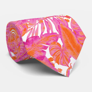 PixDezines Hawaiianischer Dschungel Hot Pink Orang Krawatte